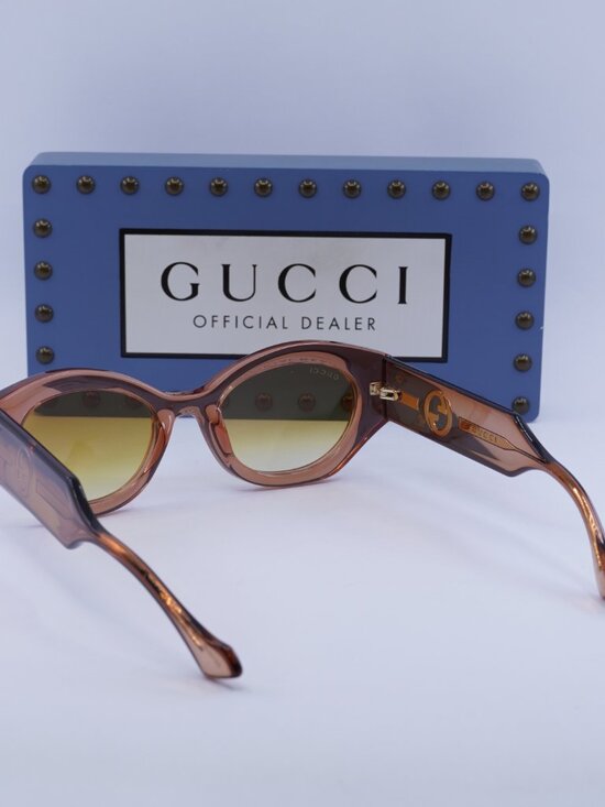 Gucci GG1553S 004 Oval Sunglasses - Amber / Brown main image 3